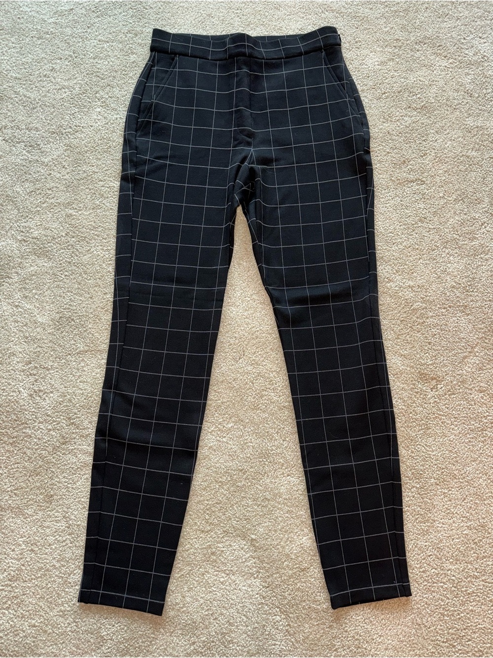 Express Black Windowpane Slim Pants